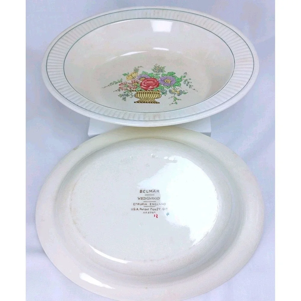 2- Vintage Belmar Wedgewood Open Veg Dish Floral Basket England AK6387 11